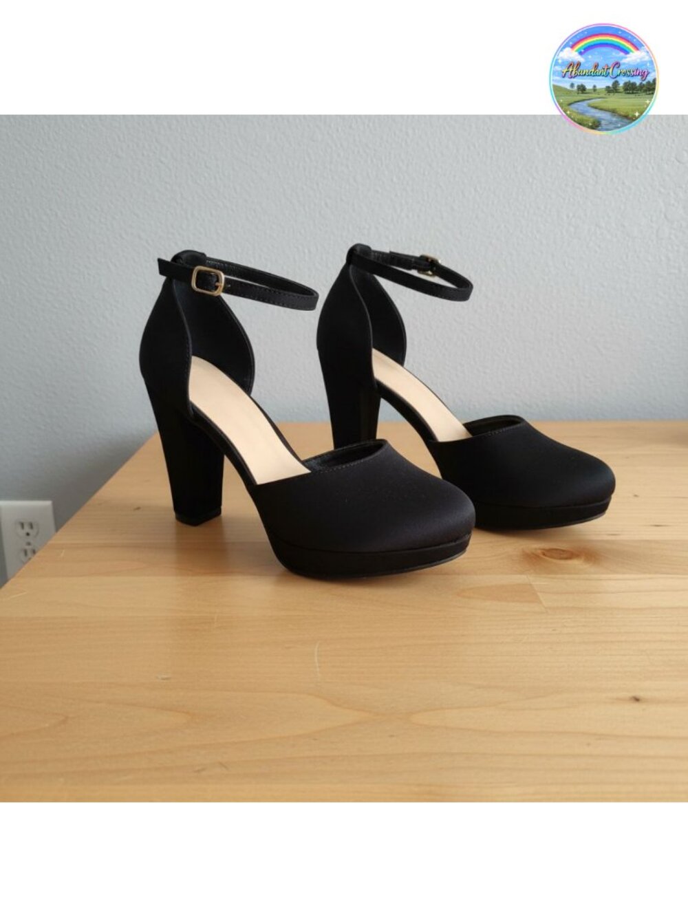 Women's Platform Block Heel Pumps Faux Suede Ankle Strap Round Toe